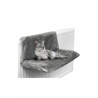 Culcus pentru pisici cu prindere pe calorifer, tip hamac, 45 x 31 x 24 cm, gri inchis, BH078